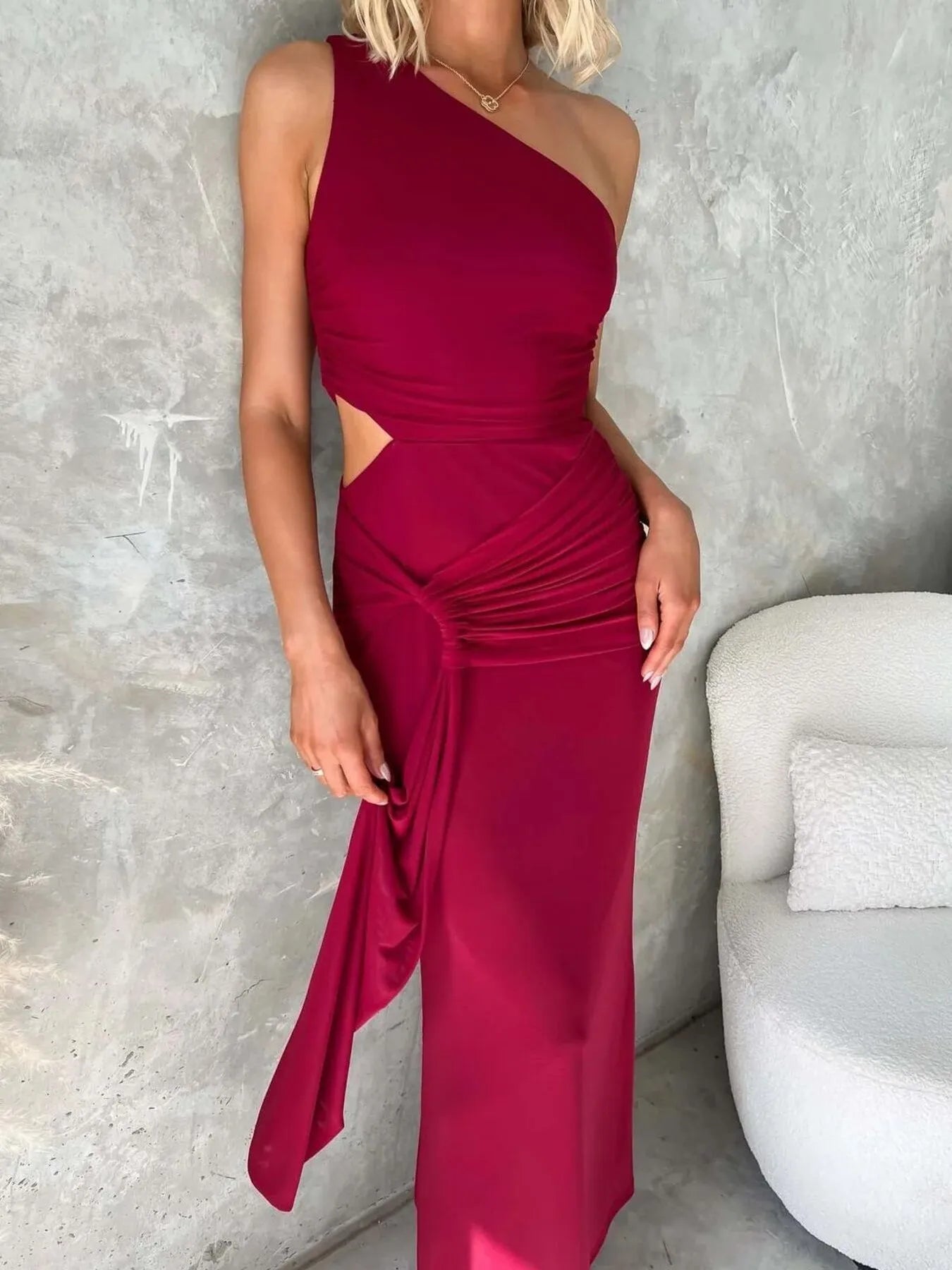 One-Shoulder Cutout Bodycon Maxi Dress US Zona Markeplace One-Shoulder Cutout Bodycon Maxi Dress US Zona Markeplace