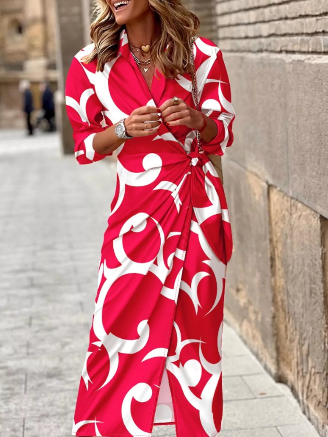 print long collar shirt dress Collar Shirt Dress