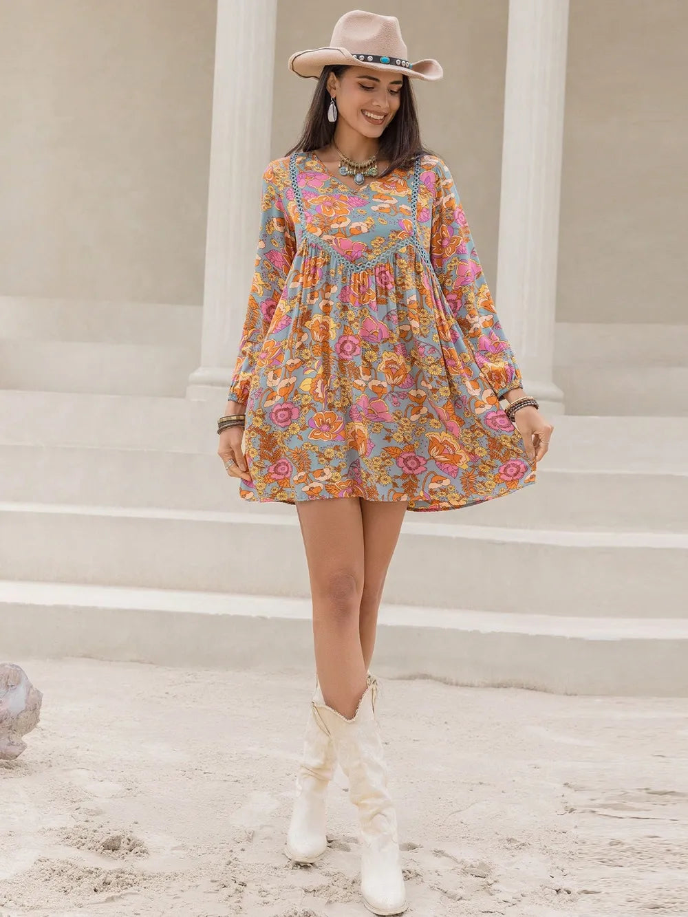 hidden garden balloon sleeve mini dress in floral print hidden garden balloon sleeve mini dress in floral print Black Floral Bella Mini Dress